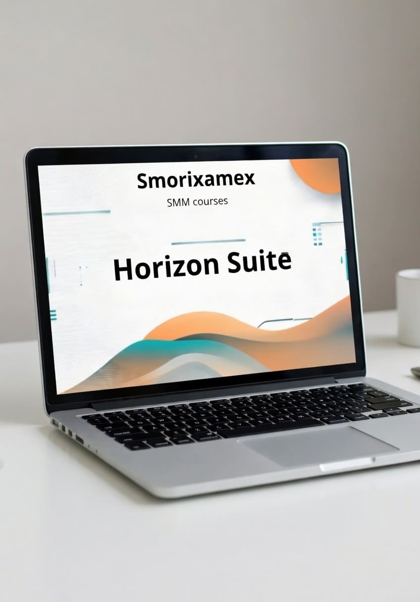 Laptop displaying "Horizon Suite" SMM course