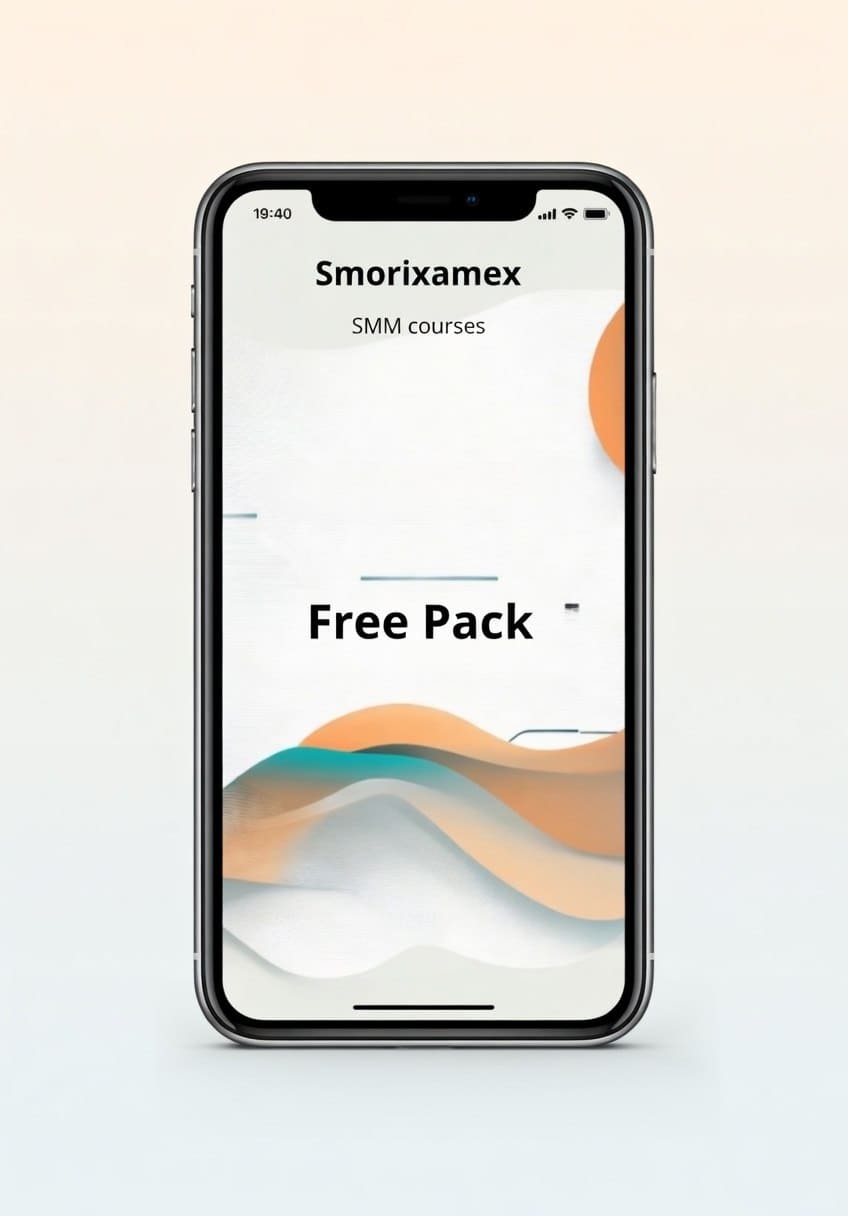 Phone displayed SMM course cover 'Free Pack'