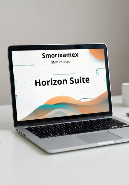 Laptop displaying "Horizon Suite" SMM course